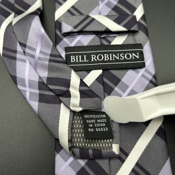 Lot of 6 Men's Neck Ties 55-58" Long 3" Wide Stripe Plaid Gray Purple Pink Black - Picture 6 of 10